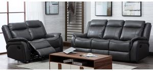 Hampshire Grey Leathaire 3 + 2 Sofa Set Manual Recliner