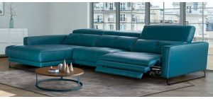 Isabel Newtrend Turquoise LHF Corner Sofa With Electric Recliner And Adjustable Headrests - Other Colours And Combinations Available