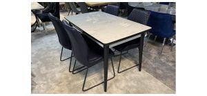 1.27m To 1.56m Marble Effect Extending Dining Table And 4 Navy Blue Dining Chairs - Chairs w50cm d50cm h90cm