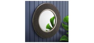 Adagio Round Mirror - Pewter Effect Lacquered Finish