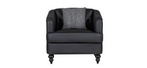 Adam Black Bonded Leather Armchair With Wooden Legs