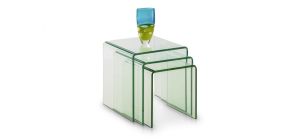 Amalfi Bent Glass Nest Of Tables - Clear Glass - Tempered Glass