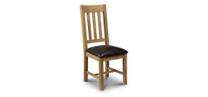 Astoria Dining Chair - Brown Faux Leather - Waxed Oak - Solid Oak