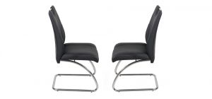 Bacall Set of 4 Black PU Chairs with Chrome Legs