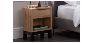 Bali 1 Drawer Bedside - Oak - MDF