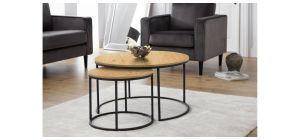 Bellini Round Nesting Coffee Table - Oak - Oak - Coated Particleboard