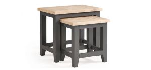 Bordeaux Nest of Tables - Dark Grey - Dark Grey Lacquer - Solid Oak with Real Oak Veneers