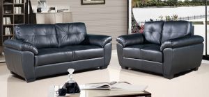 Bristol Black Leather 3 + 2 Sofa Set