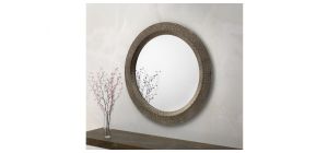 Cadence Round Wall Mirror - Large - Pewter Effect Lacquered Finish