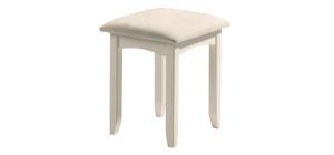 Cameo Dressing Stool - Stone White - Ivory Faux Suede - Stone White Lacquer - Solid Pine