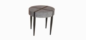 Carlos Circular End Table with Black Metal Legs