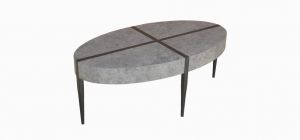 Carlos Oval Coffee Table with Black Metal Legs