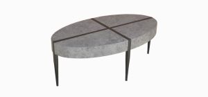 Carlos Oval Coffee Table with Black Metal Legs