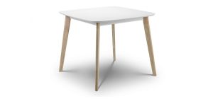 Casa Square Dining Table - Matt White Lacquered Top with Limed Oak Effect Base - Solid Malaysian Hardwood with MDF