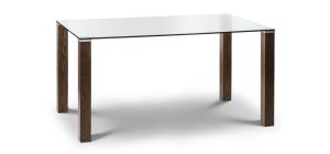 Cayman Dining Table - Walnut Coloured Lacquered Finish - Solid Beech with Tempered Glass