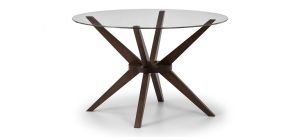 Chelsea Glass Top Dining Table - Walnut Coloured Lacquered Finish - Solid Beech