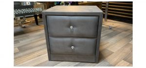 Grey Fabric 2 Drawer Bedside Cabinet - Sold As Seen - Ex-display Showroom Product 49234