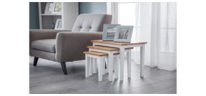 Cleo Nest of Tables - Two Tone White-Oak Finish - Low Sheen Lacquer - Solid Malaysian Hardwood
