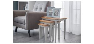 Cleo Nest of Tables - Grey & Oak - Solid Malaysian Hardwood