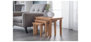 Cleo Nest of Tables - Light Oak Finish - Low Sheen Lacquer - Solid Malaysian Hardwood