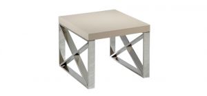 Comet End Table Mushroom High Gloss Top with Polished Stainless Steel Legs