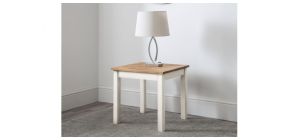 Coxmoor Lamp Table - Ivory & Oak - Ivory Lacquer - Solid Oak
