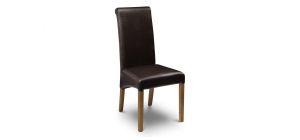 Cuba Dining Chair - Brown Faux Leather - Light Oak Effect