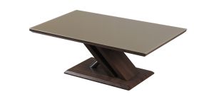 Cuba Coffee Table Dark Wood effect with Khaki Glass and Chrome Legs