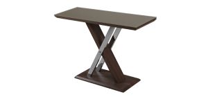 Cuba Console Table Dark Wood effect with Khaki Glass and Chrome Legs