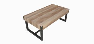 Dalton Rectangular Coffe Table Old Wood Finish with Black Metal Legs