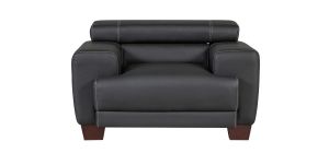 Devon Black Bonded Leather Armchair With Wooden Legs And Adjustable Headrests