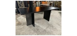 1.9m Black Mat Lacquer Dining Table With Black And Grey Contrast Legs