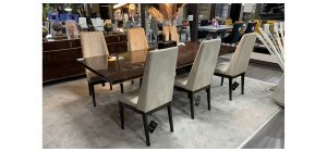 Brown Status 2.5m Dining Table With 6 Cream Chairs (Chairs w50cm d55cm h105cm)
