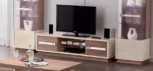 Evolution H Ivory and Wood TV Unit Assembled