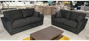 Fantasia Black Fabric 3 + 2 Sofa Set With Wooden Legs Ex-Display Showroom Model 51136