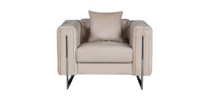 Fenzi Cream Fabric Armchair Plush Velvet With Chrome Legs