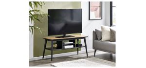 Findlay Media Unit - Walnut & Black - Black Lacquered Finish - Walnut Veneer