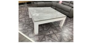 Amora-Lm Square Coffee Table High Gloss White With Grey Gold Marble Veneer