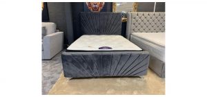 Geneva Small Single 2ft6 Grey Bed 130cm Headboard With Sprung Slat Base - Other Headboard Sizes And Colours Available
