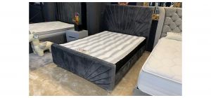 Geneva Single 3ft Grey Bed 130cm Headboard With Sprung Slats Base System And Chrome Legs - Other Headboard Sizes And Colours Available