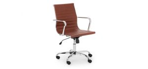Gio Office Chair - Brown & Chrome - Brown Faux Leather