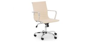 Gio Office Chair - Ivory & Chrome - Ivory Faux Leather