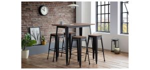 Grafton Backless Bar Stool - Mocha Elm - Solid Elm & Powder Coated Steel