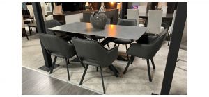 Dark Grey 1.8m Dining Table With 6 Orange Chairs (Chairs w60cm d60cm h90cm)