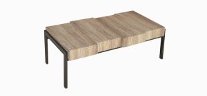 Hampton Rectangular Coffee Table Canyon Grey Finish with Black Metal Legs