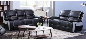 Holden Recliner Leathaire Sofa Set 3 + 2 Seater Black And Grey