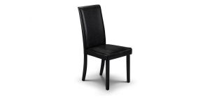 Hudson Black Dining Chair - Black Faux Leather - Black Lacquered Finish - Hardwood Frame