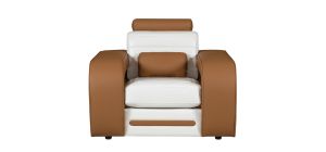 Ibby Tan And White Bonded Leather Armchair