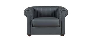 Iyo Chesterfield Grey Bonded Leather Armchair With Wooden Legs