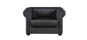 Iyo Chesterfield Black Bonded Leather Armchair With Wooden Legs